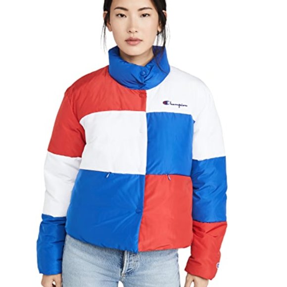 🎯❤️NWOT Champion Colorblock Surf The Web Puffer Jacket - Picture 1 of 14
